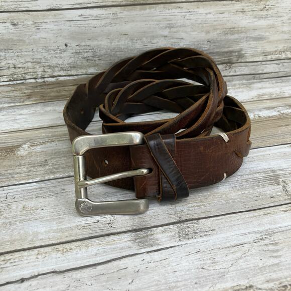 Timberland Western Belt Braided Leather Womens Chunky Small Brown  Boho Outdoor - Picture 1 of 10